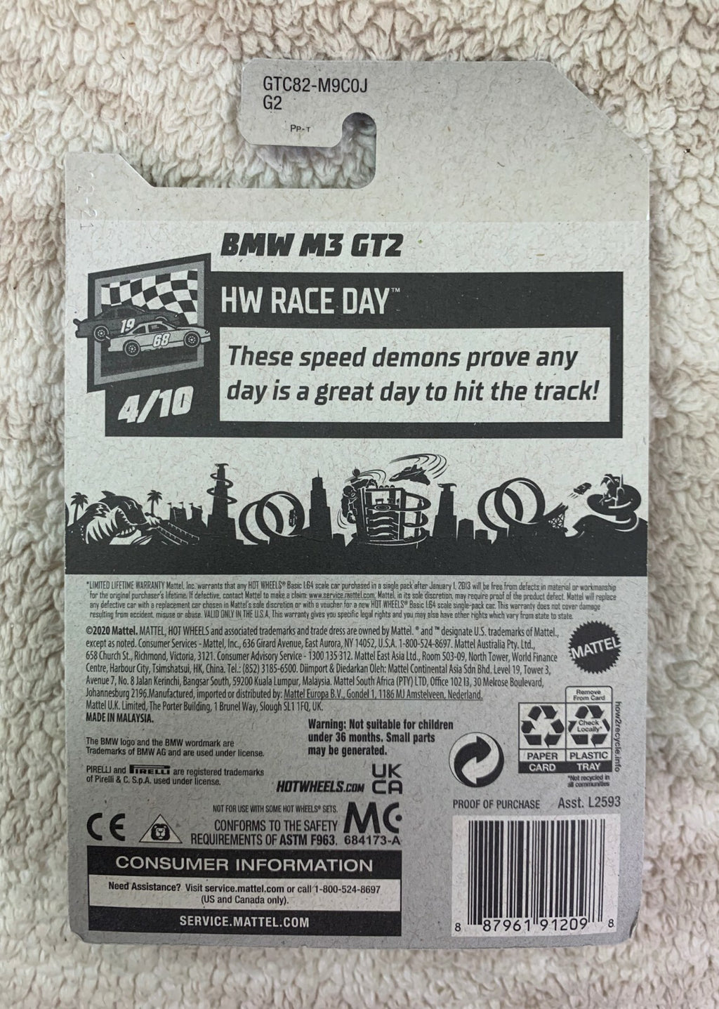 *********New! 2020 Hot Wheels BMW M3 GT2 HW Race Day 4/10 #57 GTC82 HW05********