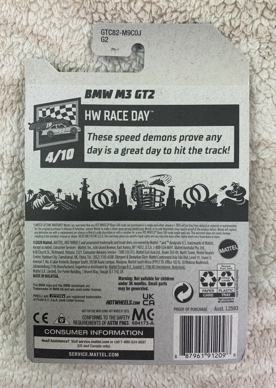 *********New! 2020 Hot Wheels BMW M3 GT2 HW Race Day 4/10 #57 GTC82 HW05********