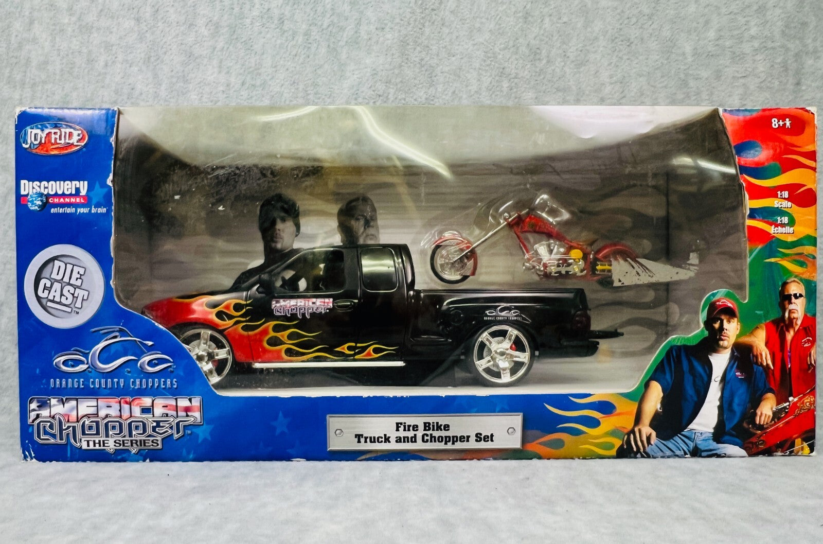 🦅🦅🦅American Chopper Fire Bike Truck and Chopper Set 1:18 Orange County🦅🦅🦅