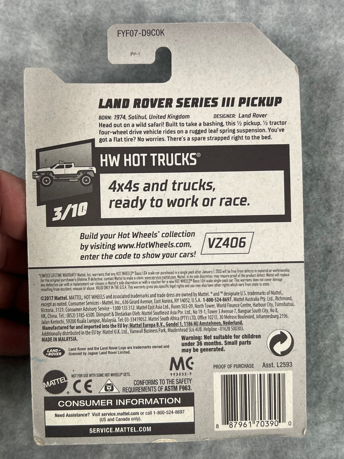 🔥🔥🔥Hot Wheels Hot Trucks Blue Land Rover Series III Pickup Truck H24🔥🔥🔥