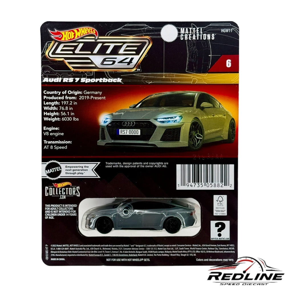 🇩🇪Hot Wheels Elite 64 Series # 6  Audi RS 7 Sportback H14🇩🇪