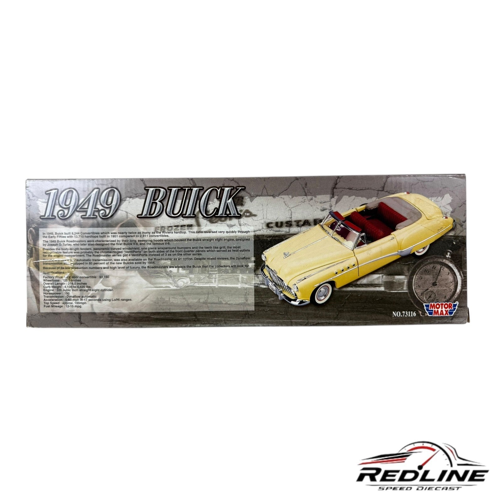 🇺🇸Motor Max1949 Buick Roadmaster Convertible Tan With Red Interior 1:18 C3🇺🇸
