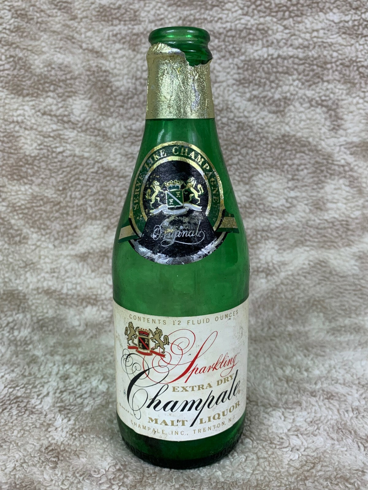 🥃🥃Sparkling Extra Dry Chample Malt Liquor Glass Bottle Empty Barware BB02🥃🥃