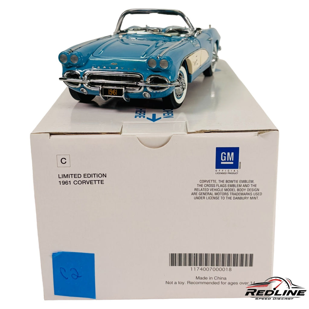 🇺🇸Danbury Mint Limited Edition 1961 Chevrolet Corvette Blue w/Box 1:24 C2🇺🇸
