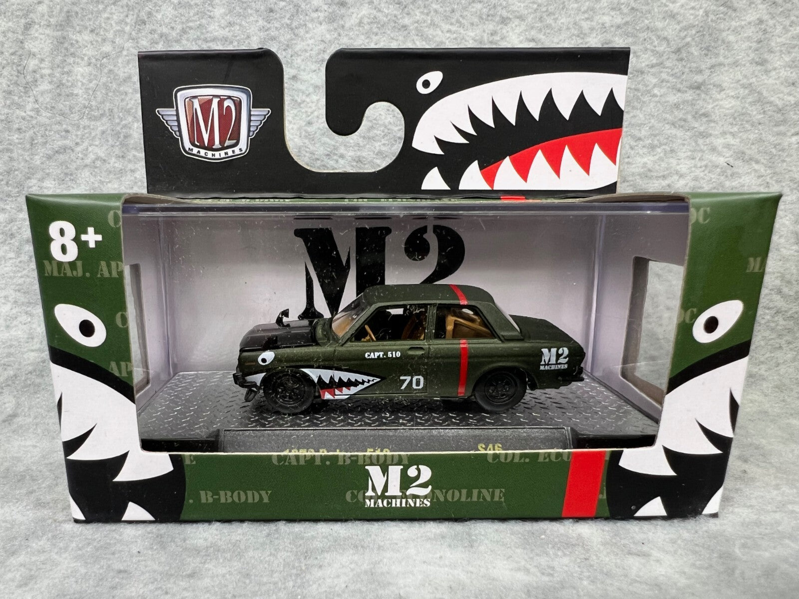 🔥🔥🔥M2 Machines  1970 DATSUN 510 Capt 510 Soldier Green H7🔥🔥🔥