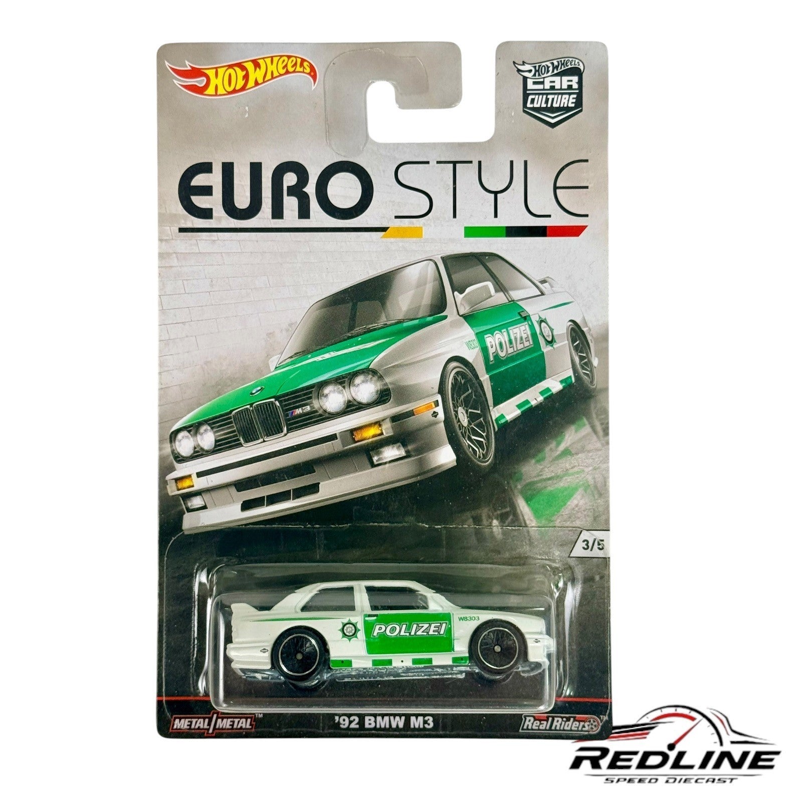 🇩🇪Hot Wheels  2016 Car Culture Euro Style 3/5 92 BMW M3 White Polizei  H13🇩🇪