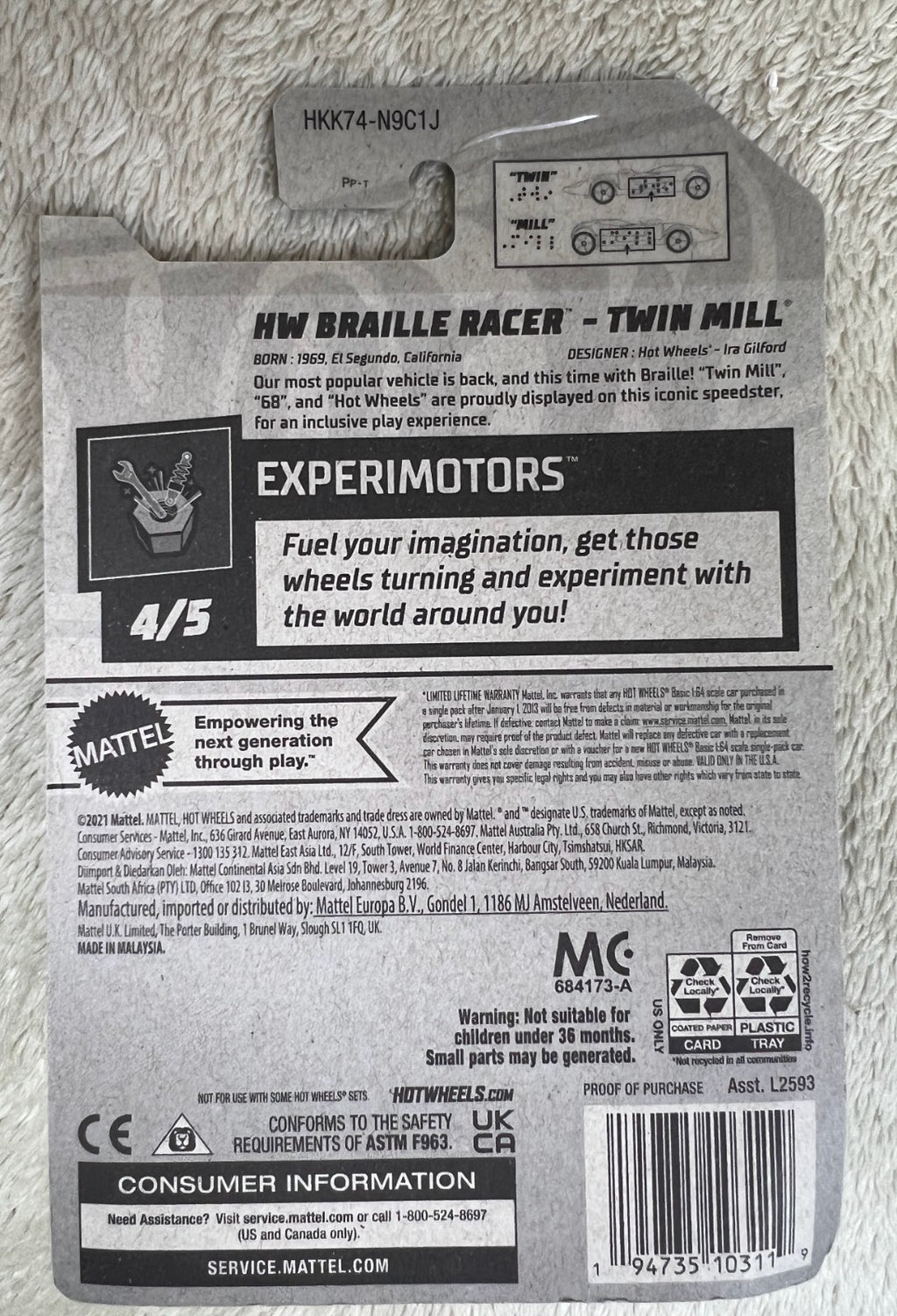 🔥🔥🔥Hot Wheels Braille Racer Twin Mill Silver 2023 Experimotors HW19🔥🔥🔥