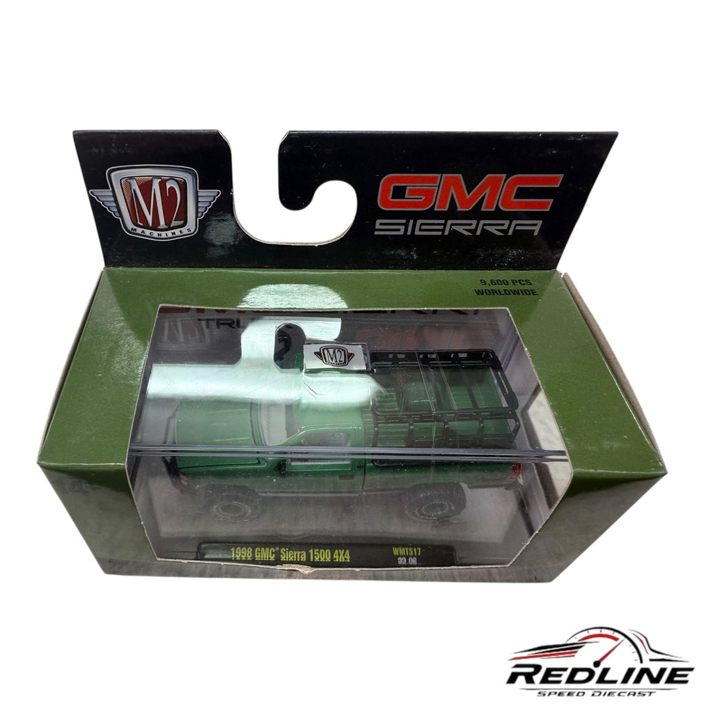 🇺🇸M2 Machines 1998 GMC Sierra 1500 4x4 Green WMTS17 22-06 H36🇺🇸