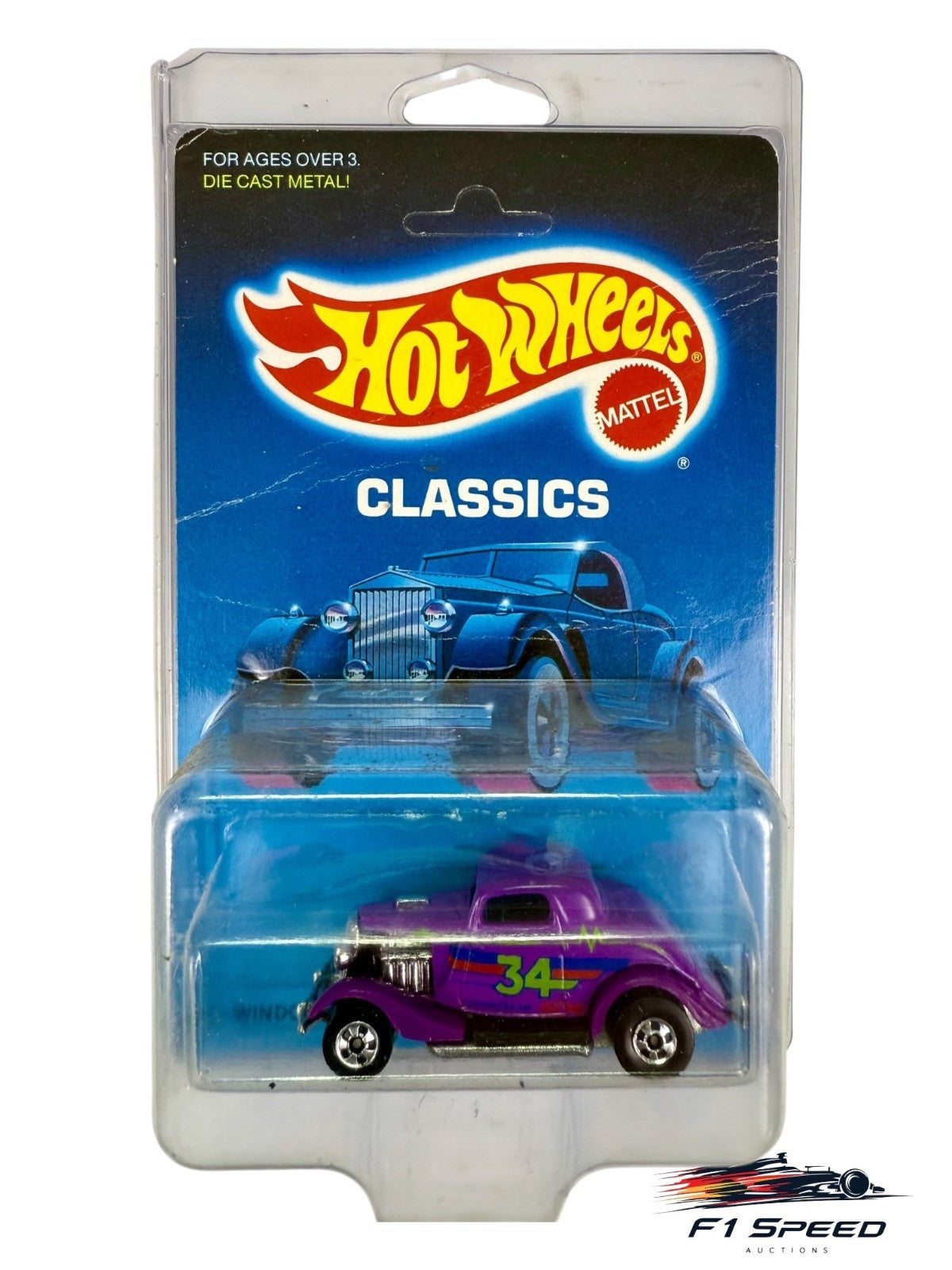 🔥🔥🔥1988 Hot Wheels Classics 3-Window '34 Purple H35🔥🔥🔥