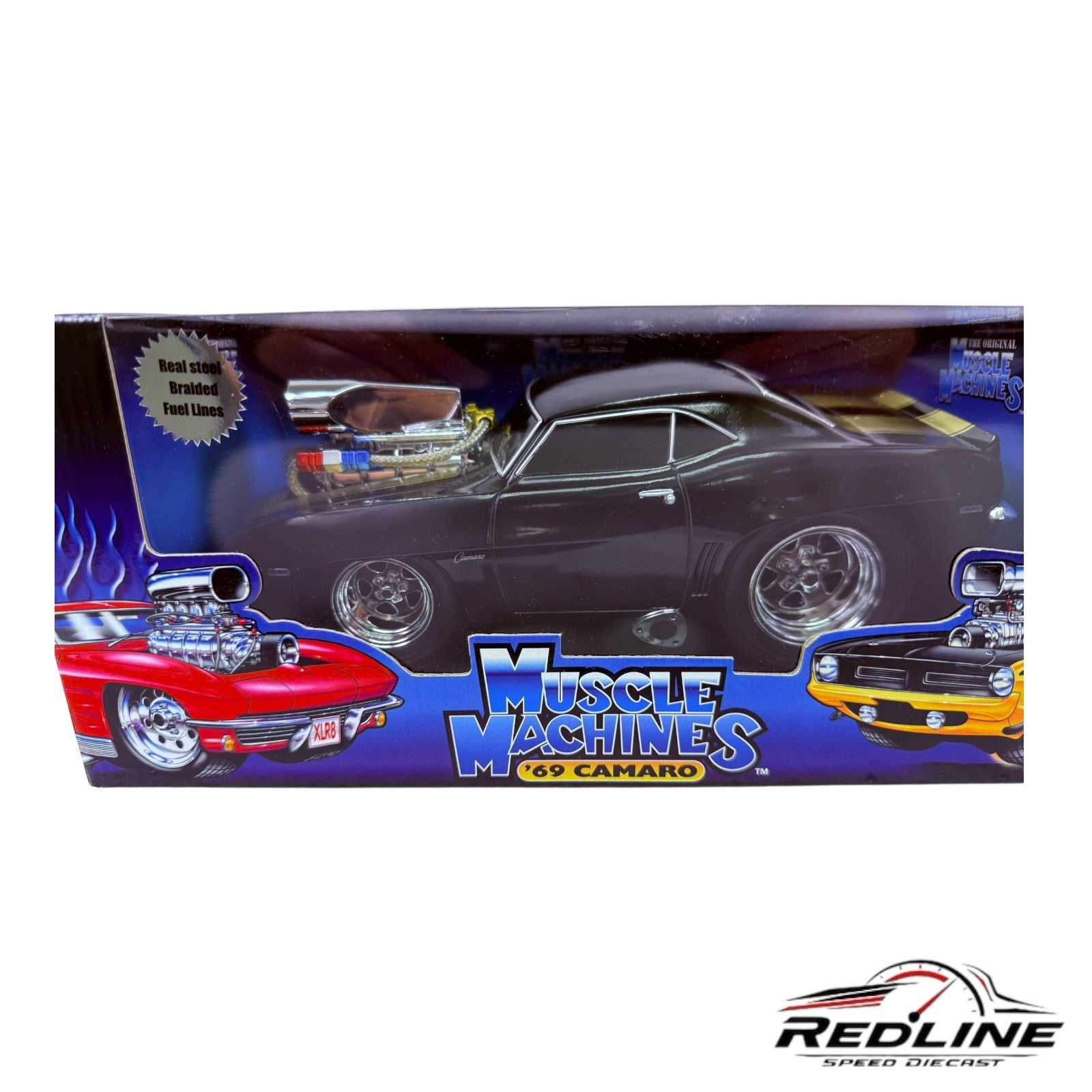 🇺🇸🇺🇸Funline Muscle Machines 1969 Chevrolet Camaro Black 1:18 TV🇺🇸🇺🇸