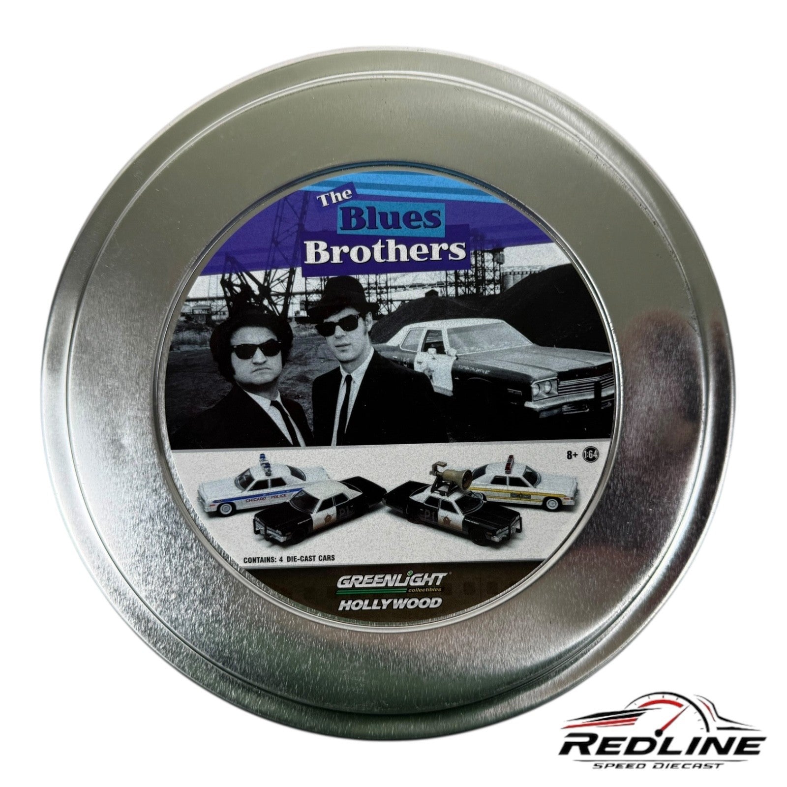 🔥🔥Greenlight BLUE BROTHERS 4-Car Collector Set Film Reel Case 1:64 A2🔥🔥