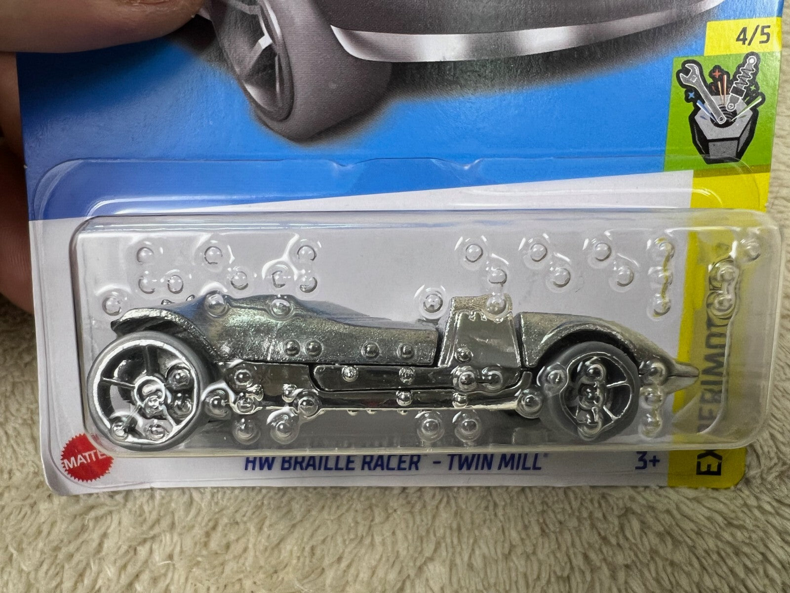 🔥🔥🔥Hot Wheels Braille Racer Twin Mill Silver 2023 Experimotors HW19🔥🔥🔥