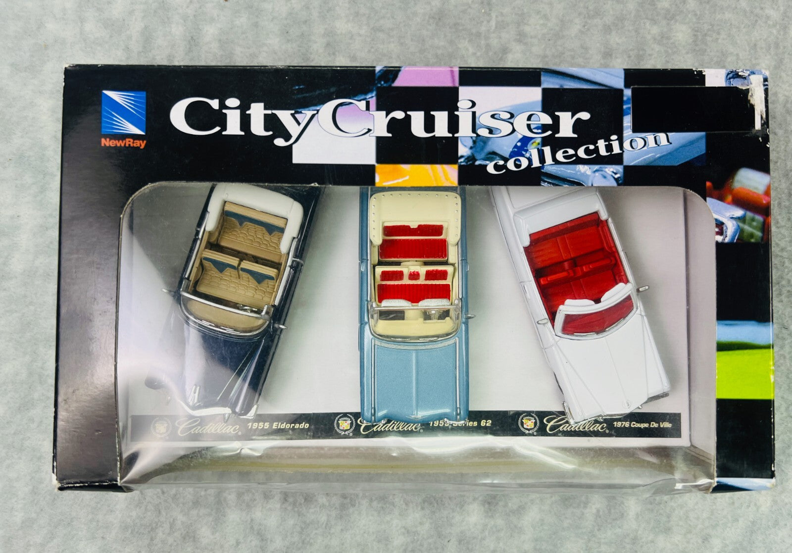 New Ray City Cruiser Collection 1955 Cadillac Eldorado 1976 Cadillac 1959 Series