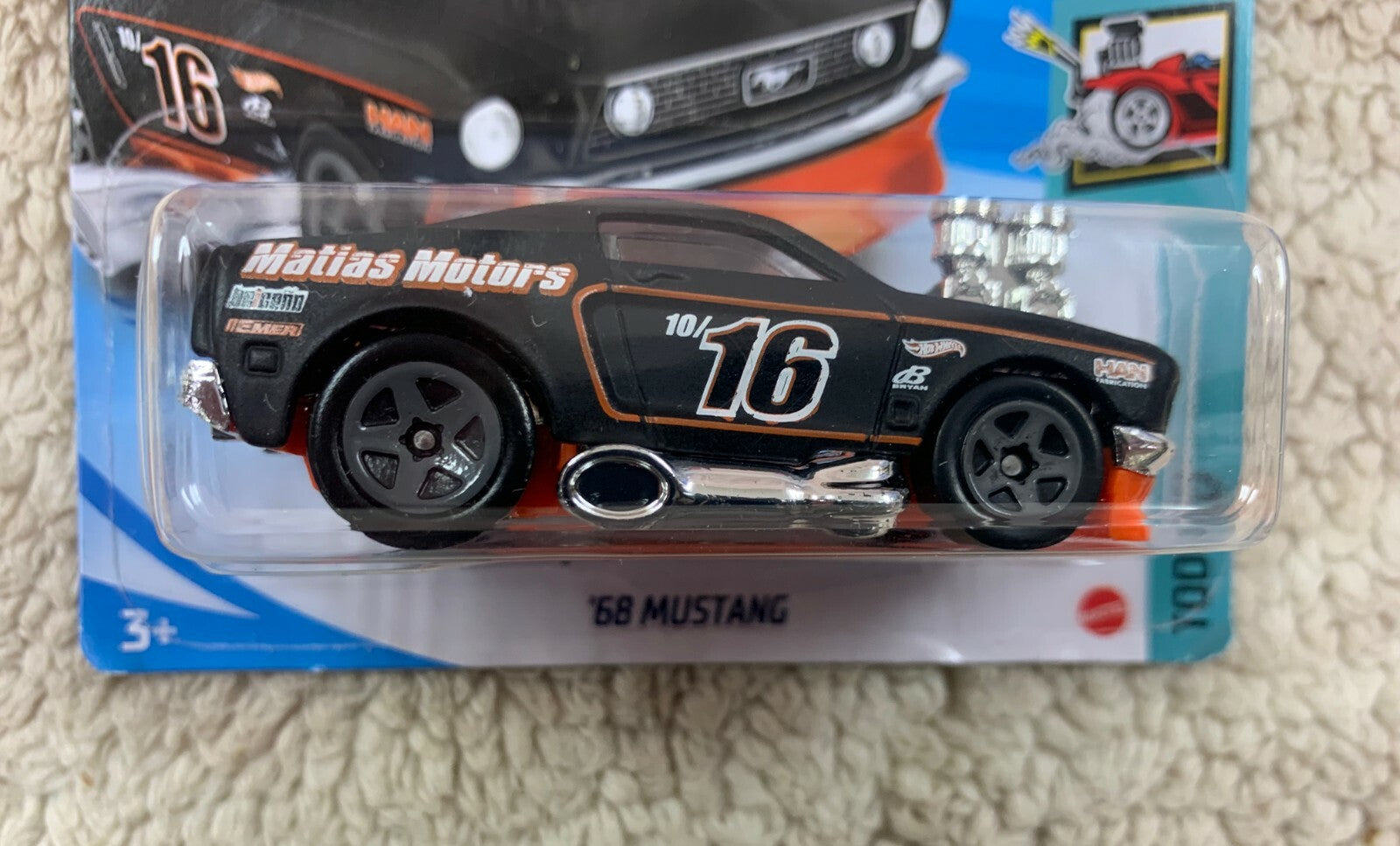 ***************Hot Wheels Tooned '68 MUSTANG SHORT CARD BLACK HW05**************