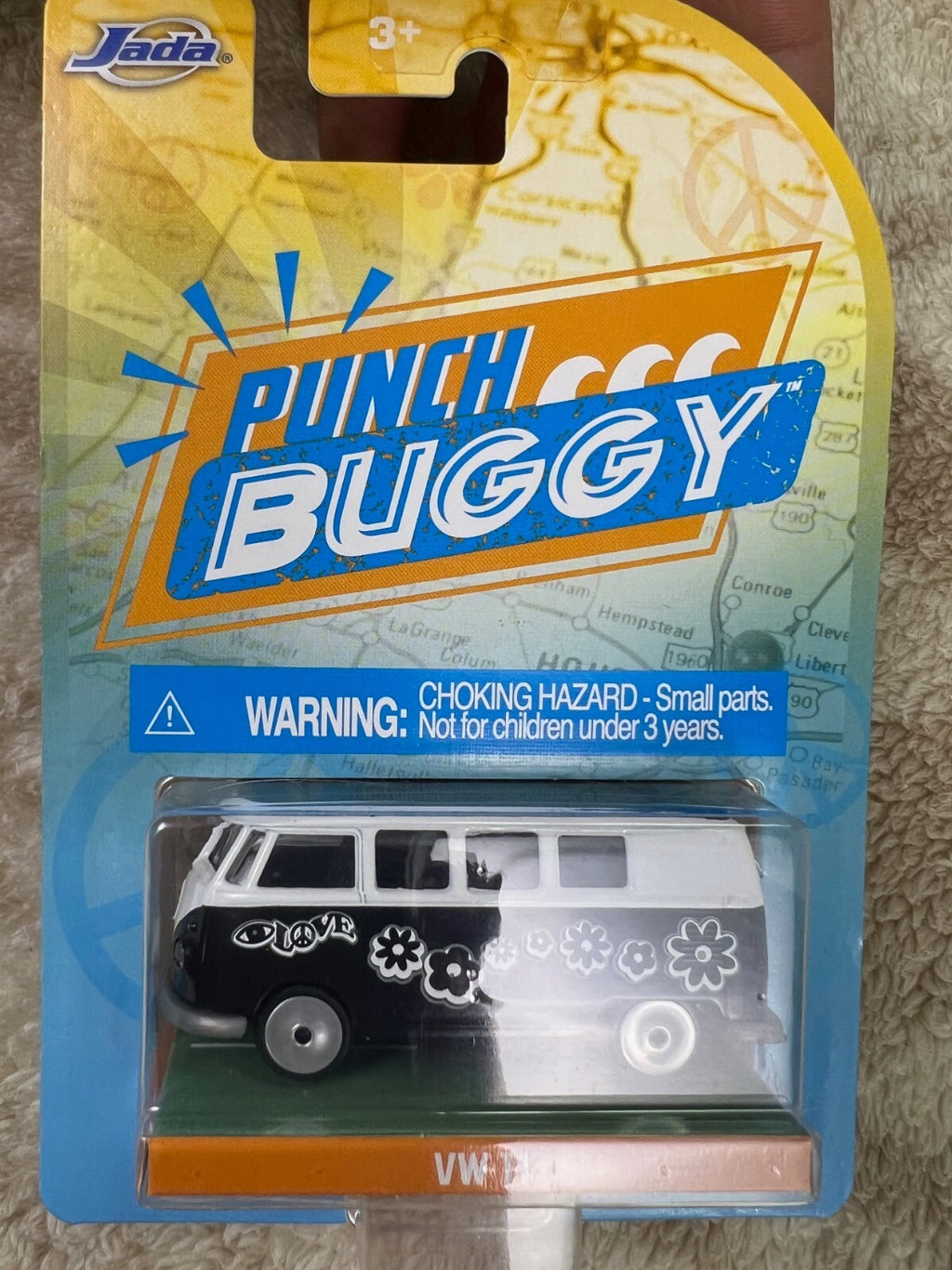 🇩🇪🇩🇪🇩🇪Jada Punch Buggy VW T1 Van Black & White w/Flowers  HW15🇩🇪🇩🇪🇩🇪