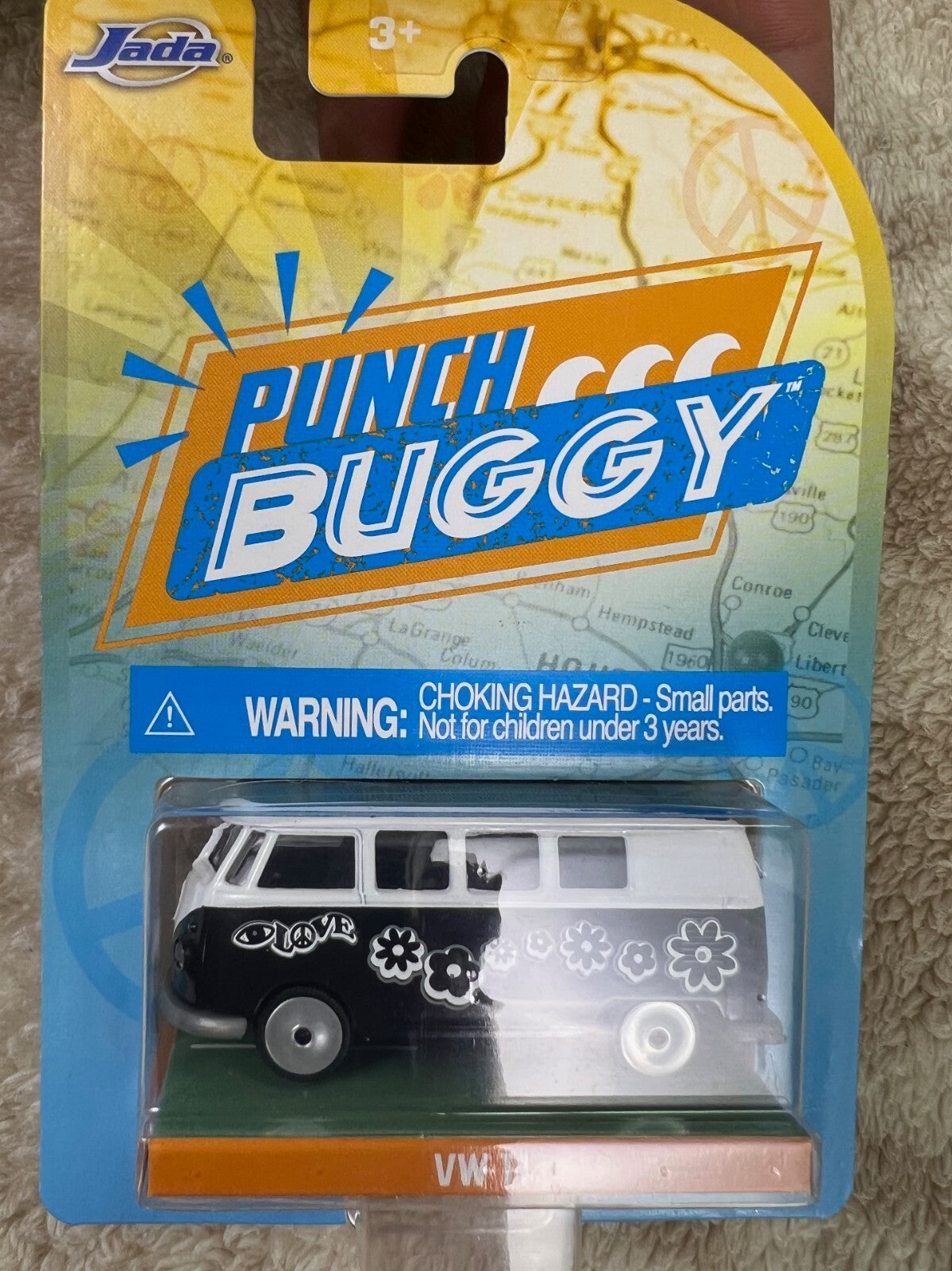 🇩🇪🇩🇪🇩🇪Jada Punch Buggy VW T1 Van Black & White w/Flowers  HW15🇩🇪🇩🇪🇩🇪
