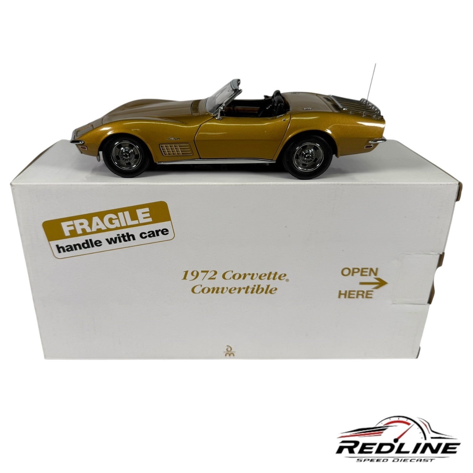 🦅🦅Danbury Mint 1972 Chevrolet Corvette Coupe Gold 1:24 C2🦅🦅