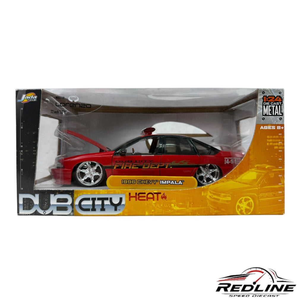 🇺🇸Jada Toy Dub City Heat 1996 Chevy Impala SS Model Fire Dept B1 1:24 B1🇺🇸