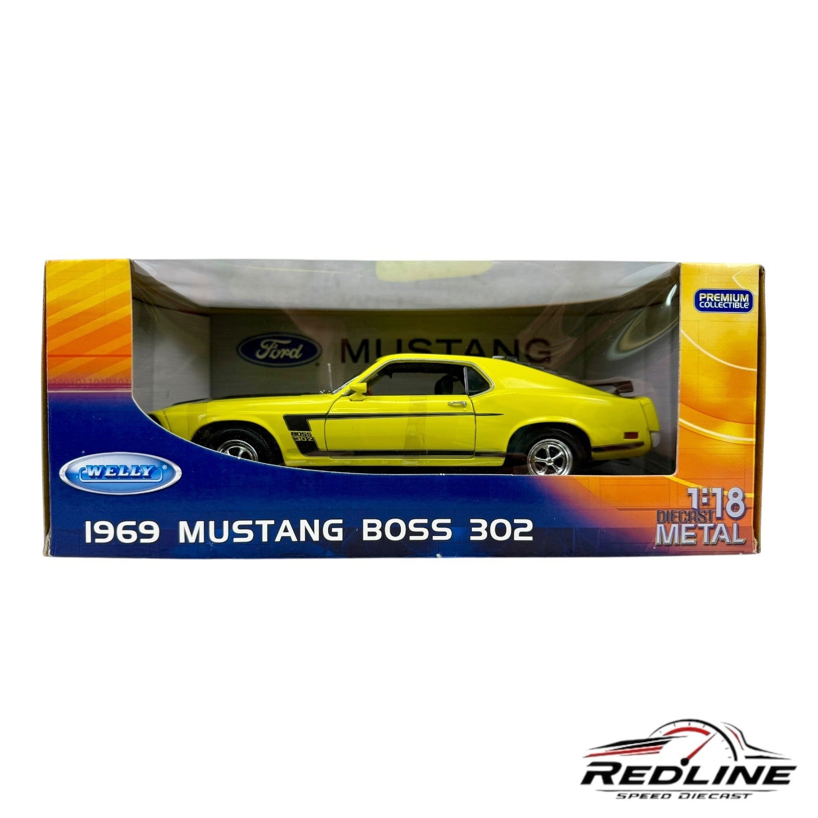 🐎🐎🐎WELLY 1969 MUSTANG BOSS 302  WHITE 1:18  HW🐎🐎🐎