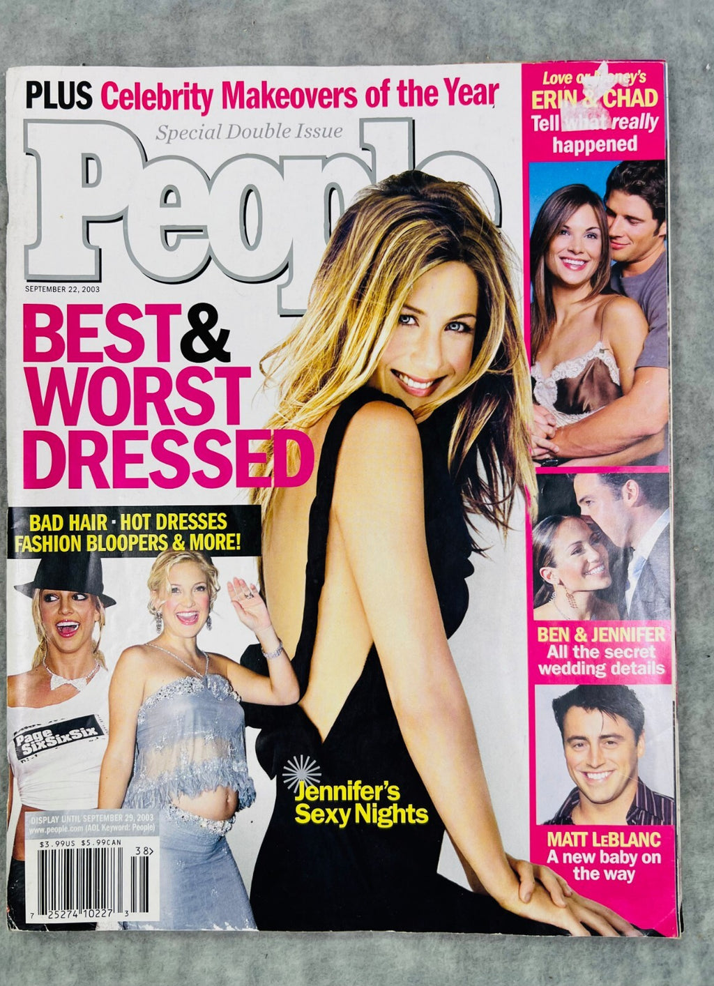 🔥PEOPLE Magazine SEPTEMBER 29 2003 BEST AND WORST DRESSED BRITTANY, JENNIFER🔥