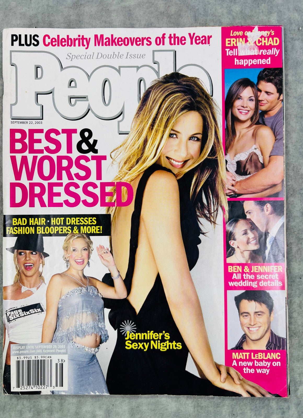 🔥PEOPLE Magazine SEPTEMBER 29 2003 BEST AND WORST DRESSED BRITTANY, JENNIFER🔥
