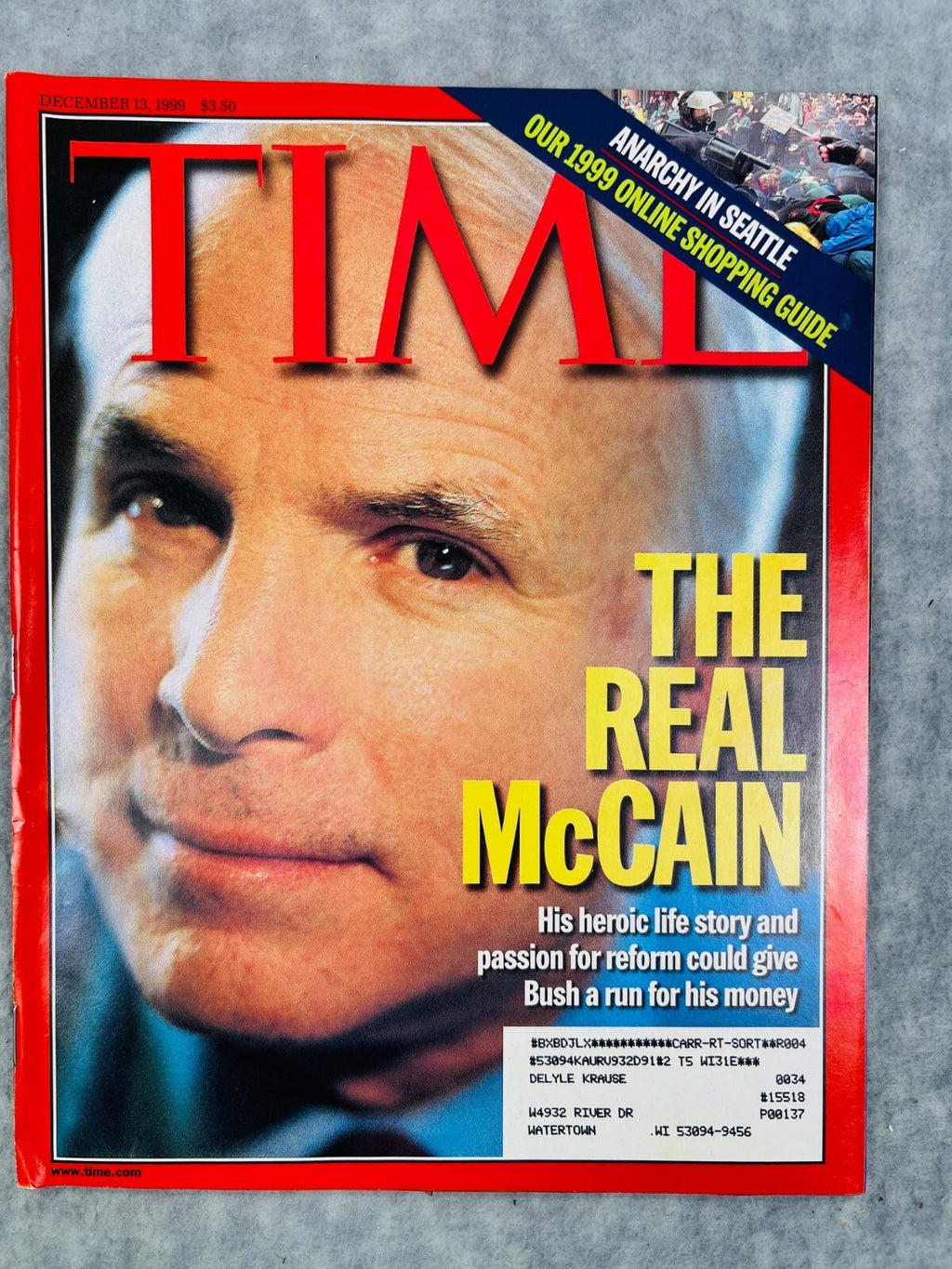 🇺🇸🇺🇸🇺🇸Time Magazine December 13, 1999 The Real McCain🇺🇸🇺🇸🇺🇸