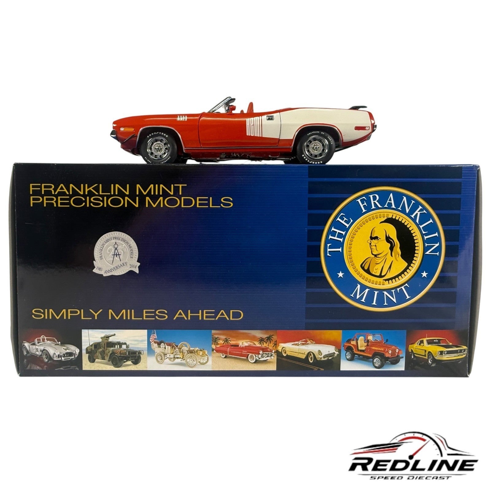🇺🇸Franklin Mint 1971 Plymouth Hemi Cuda Convertible Orange 1:24 C2🇺🇸