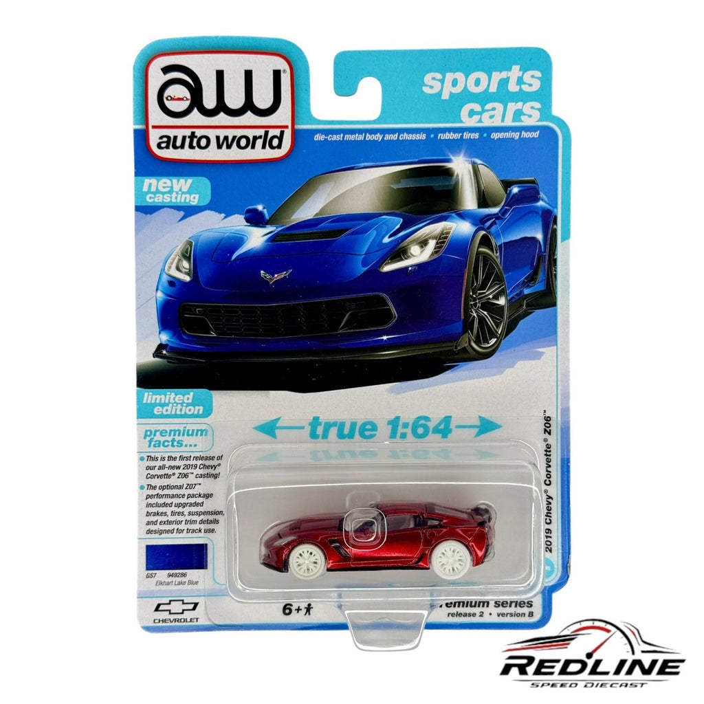 🇺🇸AUTO WORLD 2019 Chevy Corvette Z06 Ultra Red Chase H31🇺🇸