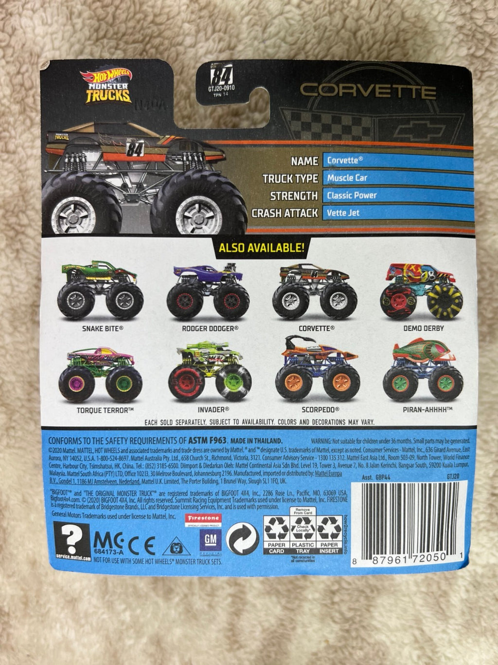 🔥🔥🔥Hot Wheels  Monster Trucks Fan Favorites #2/6 Corvette #GTH58  S-8🔥🔥🔥