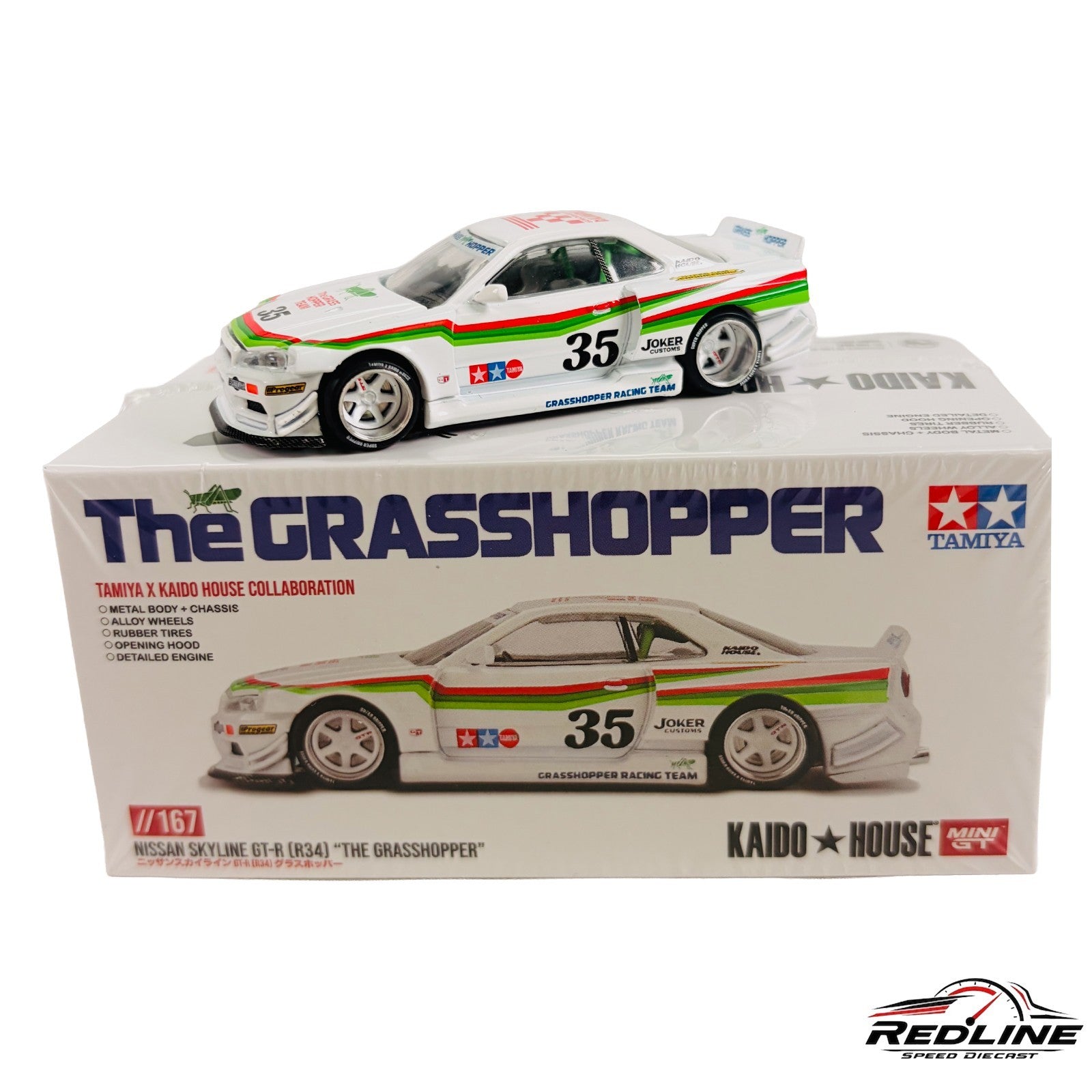 🎌🎌Kaido House Nissan Skyline R34 The GRASSHOPPER V1 KHMG167O 1:64 H16🎌🎌