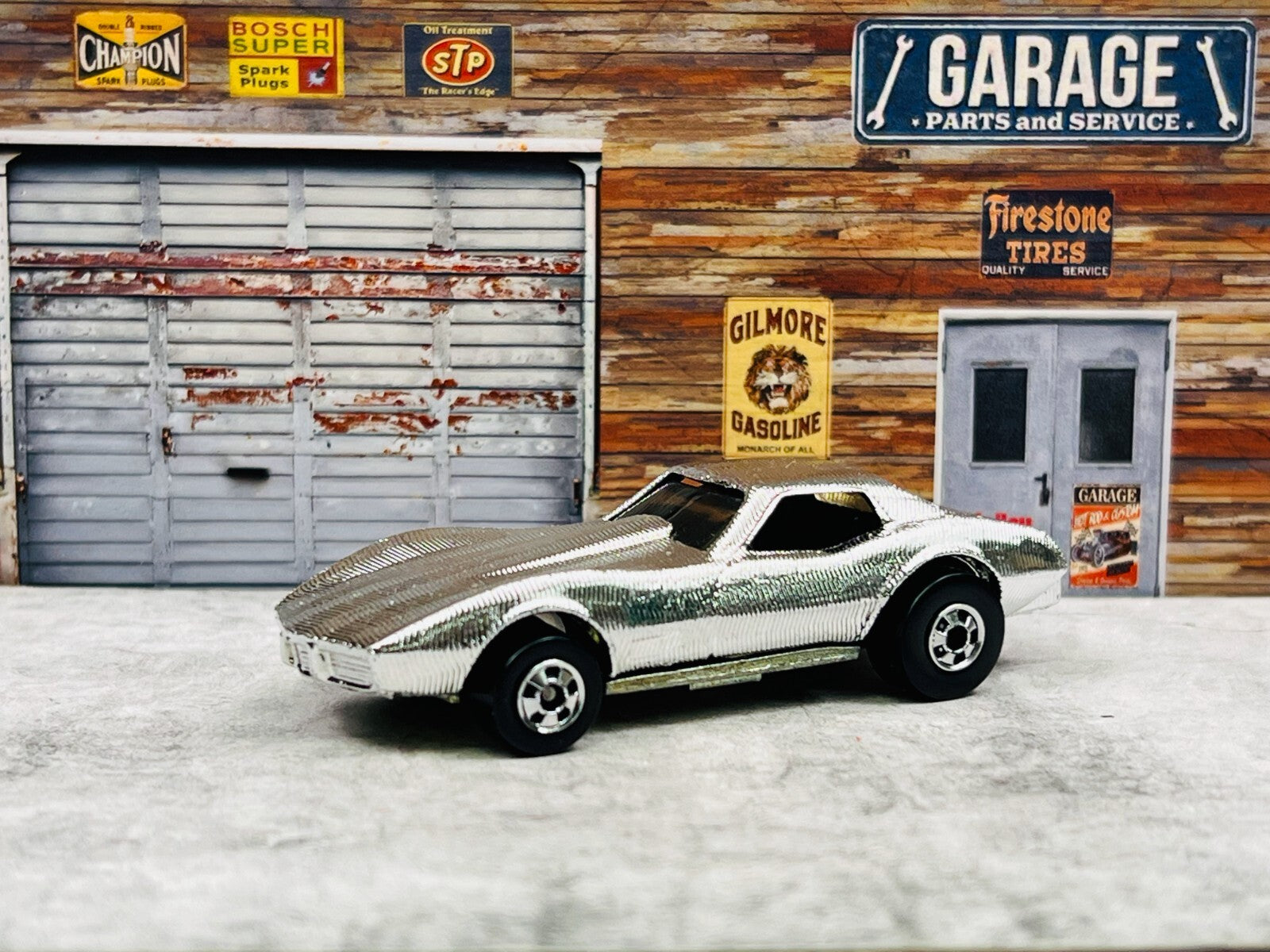 🇺🇸HOT WHEELS 1975 Blackwall  Corvette Stingray Silver Chrome Gleam Team C21