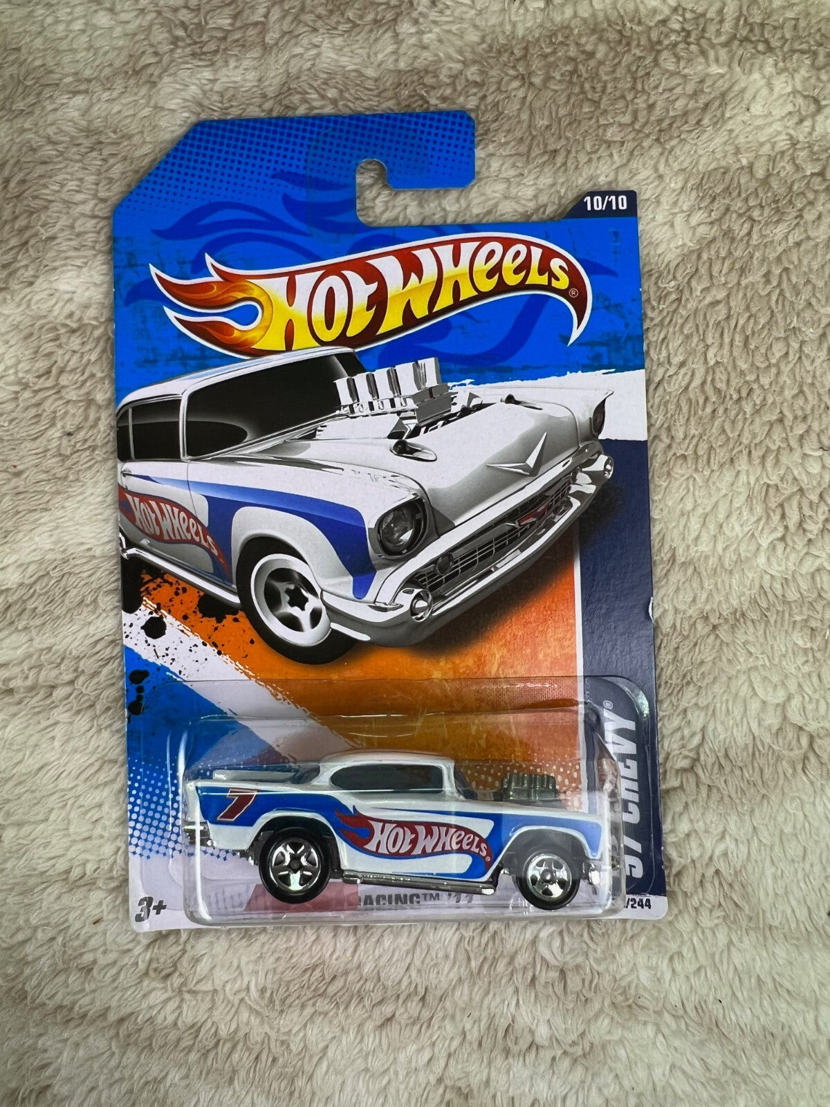 🇺🇸🇺🇸Hot Wheels HW Racing 10/10 ‘57 Chevy Bel Air 160/244 White HW18🇺🇸🇺🇸