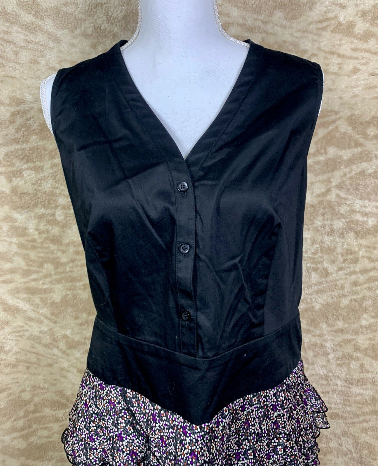 ******THE LIMITED WOMENS DRESS BLACK/MULTI COLORED RUFFLED BOTTOM SIZE 10*******