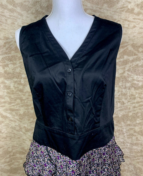 ******THE LIMITED WOMENS DRESS BLACK/MULTI COLORED RUFFLED BOTTOM SIZE 10*******