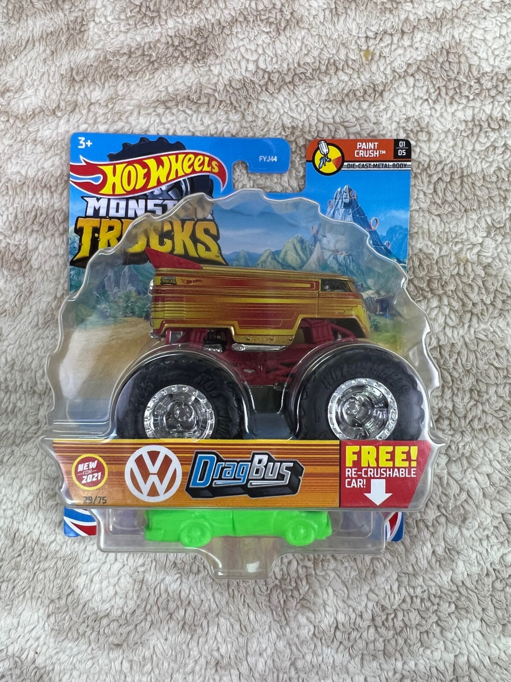 🇩🇪Mattel Hot Wheels Monster Trucks Paint Crush VW Drag Bus Diecast 1/5 S-5🇩🇪