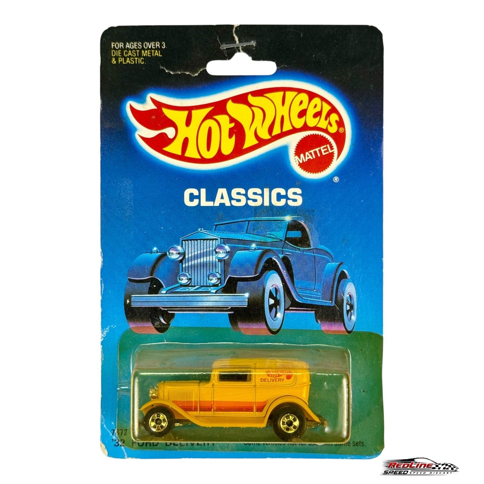 🔥Hot Wheels Blackwalls Collector Series '32 FORD DELIVERY Yellow  7672 H31🔥