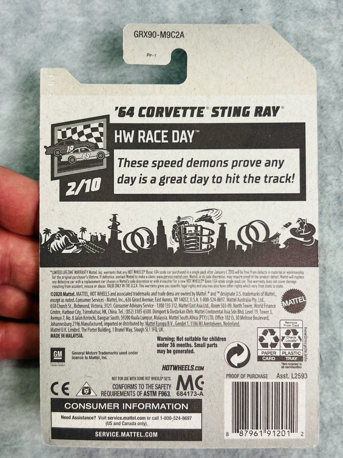 🔥🔥Hot Wheels 64 Corvette Stingray Red HW RACE DAY H27🔥🔥🔥🔥