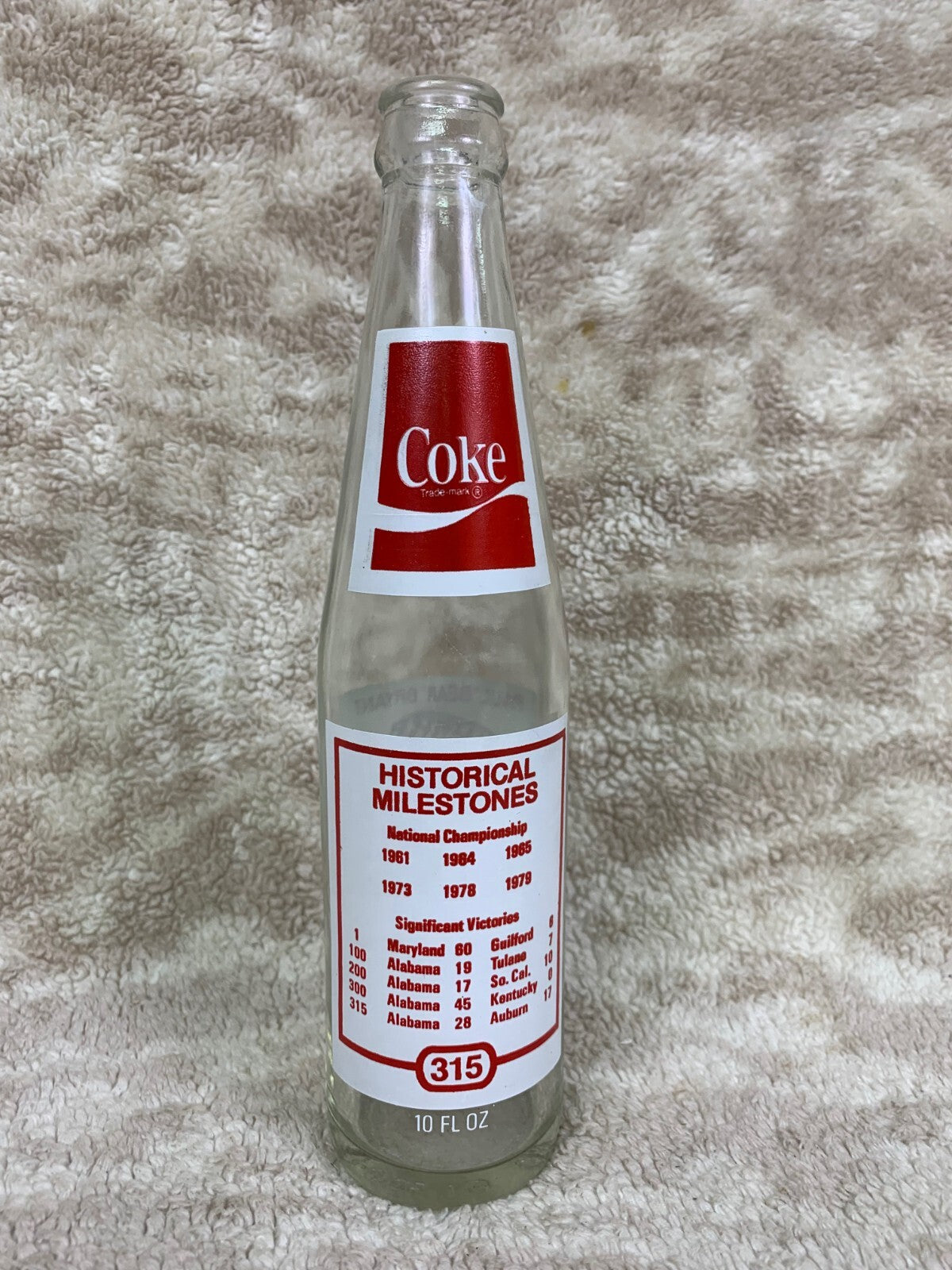 🥤🥤🥤 Alabama Crimson Tide Paul Bear Bryant Vintage Collectors Coca-Cola 🥤🥤🥤