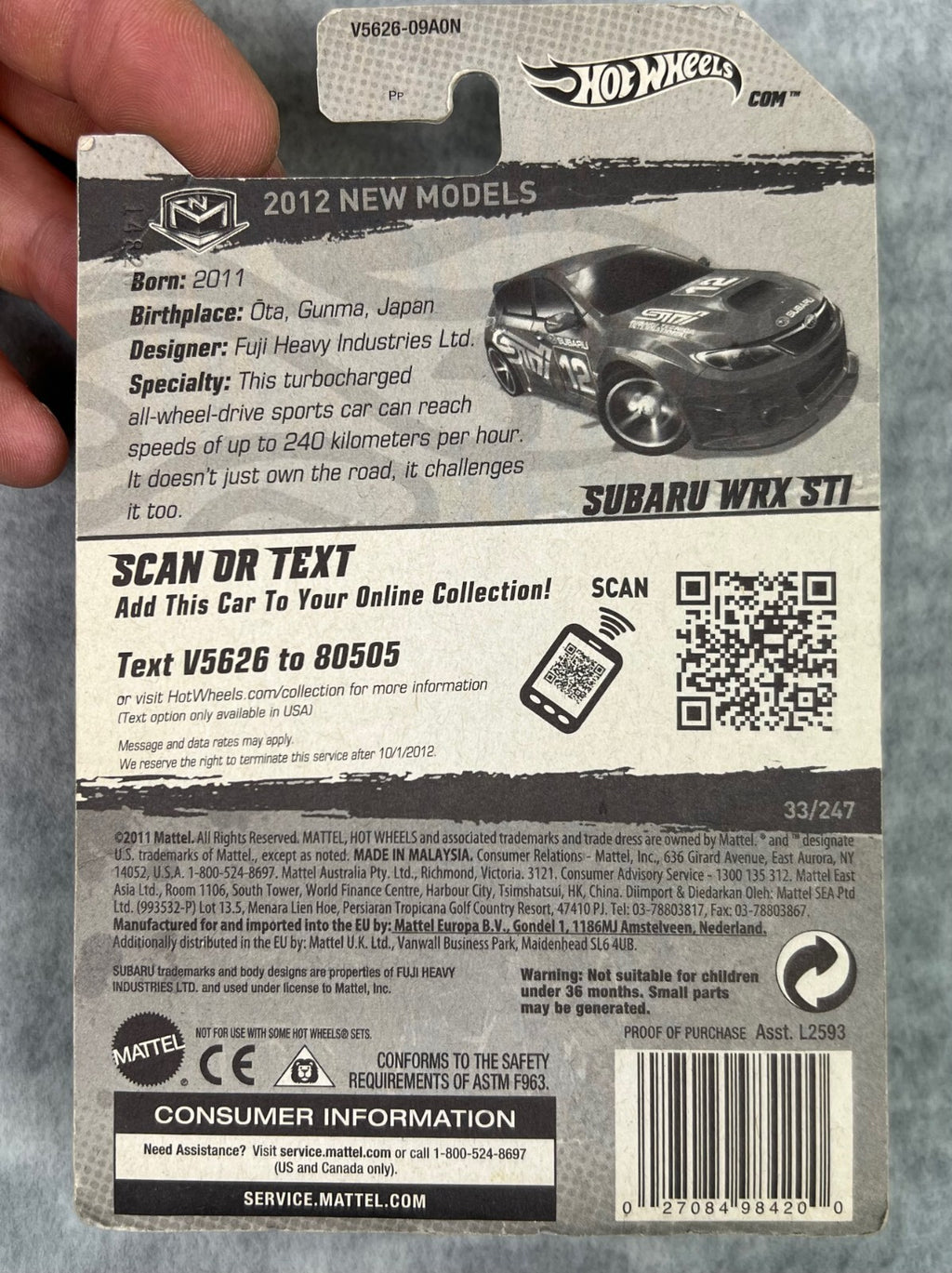 🏁🏁🏁Hot Wheels 2012 New Models Subaru WRX STI RED HW21🏁🏁🏁