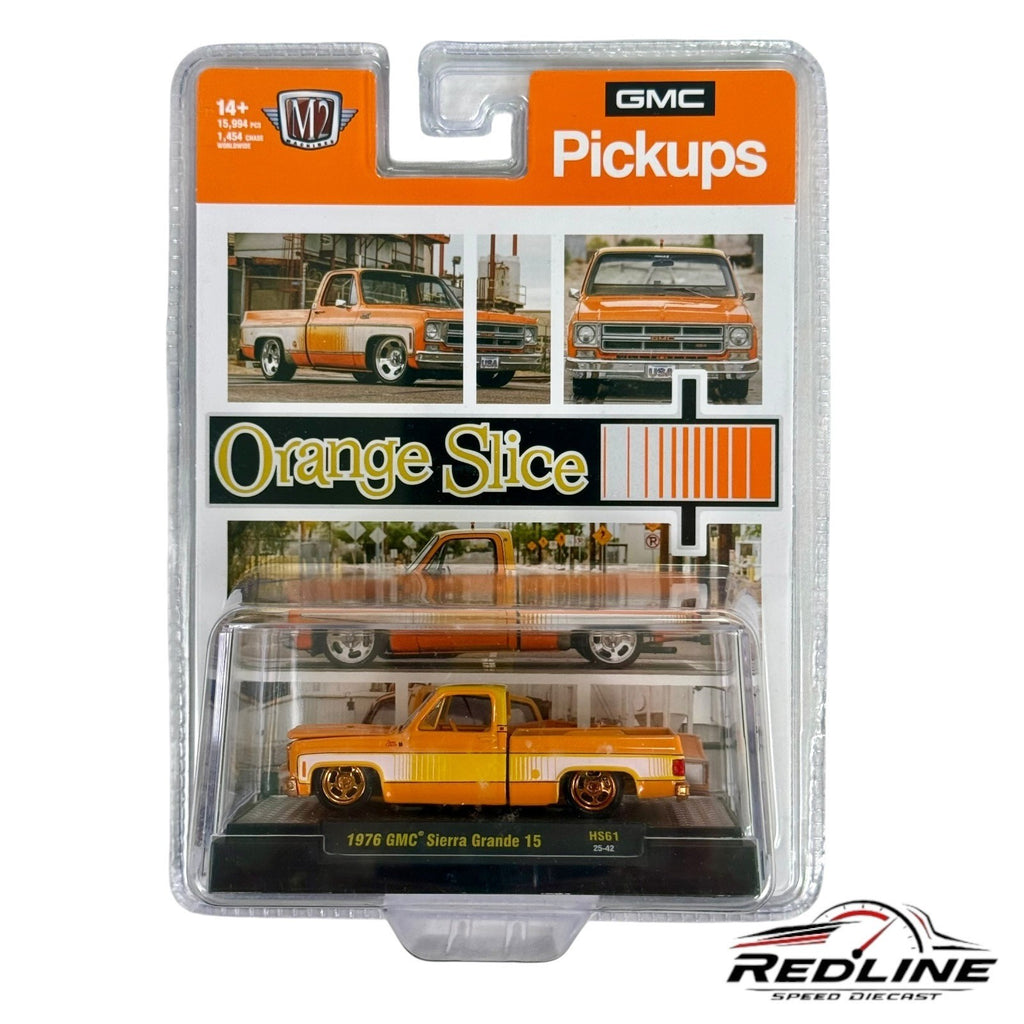 M2 Machines Hobby Exclusive 1976 GMC Sierra Grande Pickup Orange Slice CHASE H33