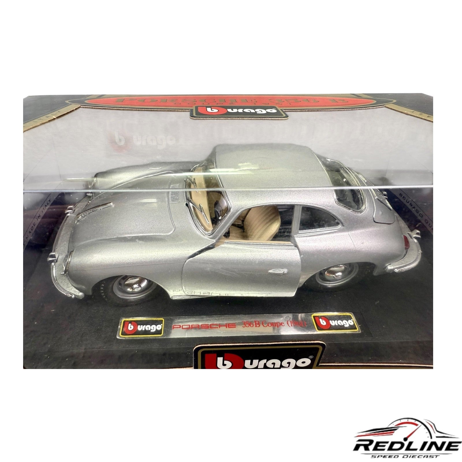 🇩🇪🇩🇪Burago Porsche 356B Coupe 1961 1/24 Scale Die-Cast Model Silver🇩🇪🇩🇪