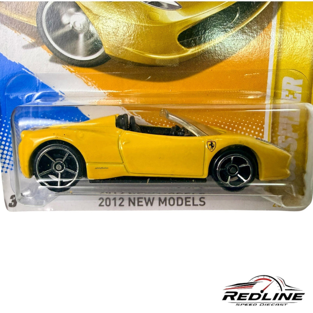 🇮🇹Hot Wheels Ferrari 458 Spider Yellow 2012 New Models 25/247 H13🇮🇹