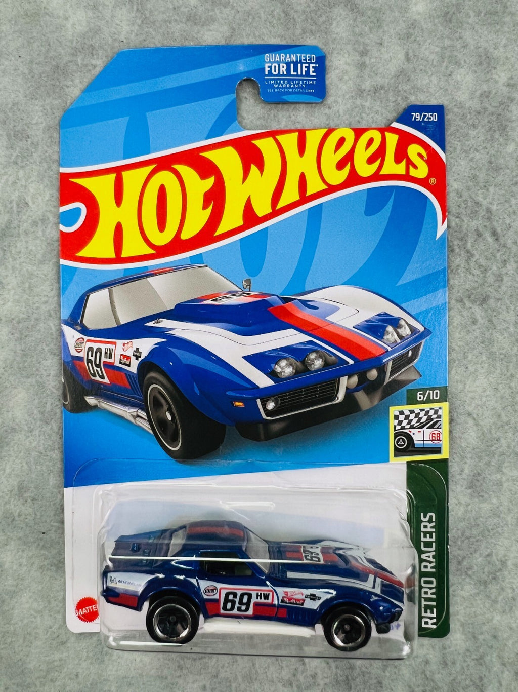 🇺🇸Hot Wheels '69 COPO Corvette Blue Red & White Stripes Retro Racers H25🇺🇸
