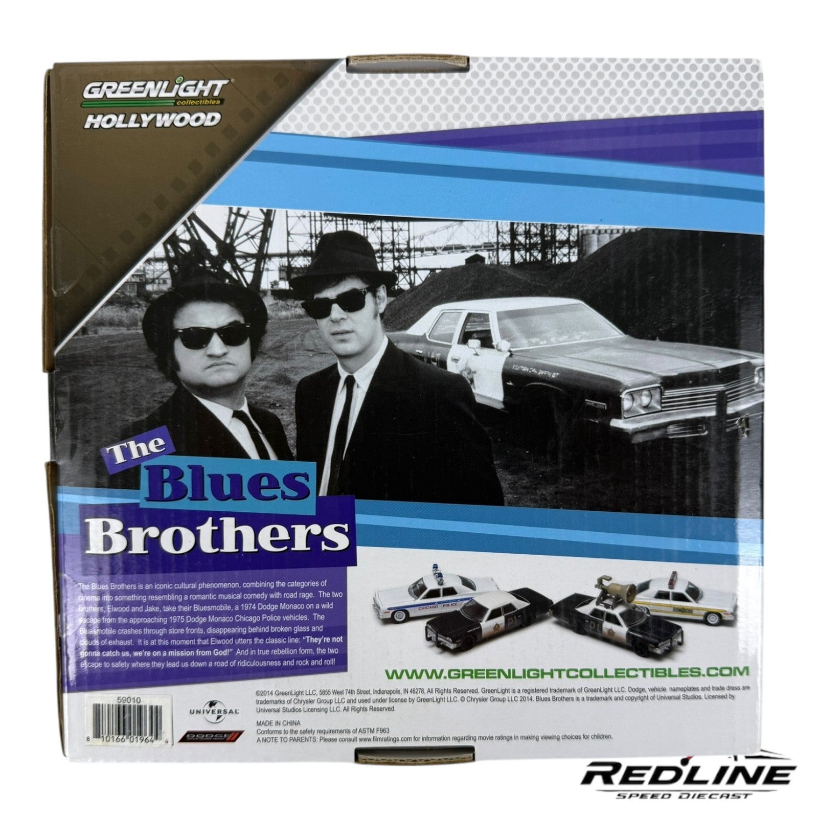 🔥🔥Greenlight BLUE BROTHERS 4-Car Collector Set Film Reel Case 1:64 A2🔥🔥