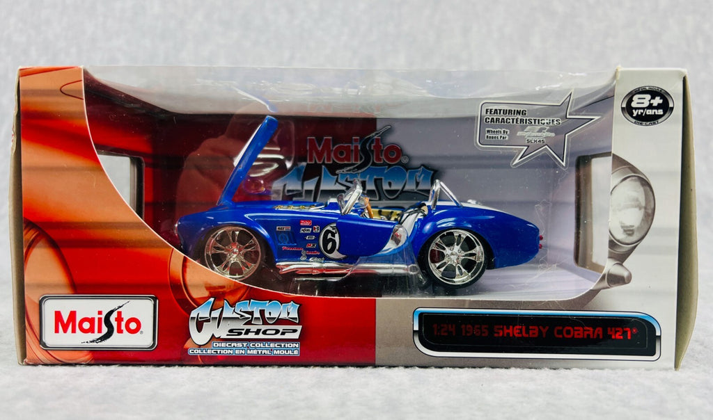 🏁🏁Maisto 1965 Shelby Cobra 427 Blue 1/24 Scale Custom Shop🏁🏁
