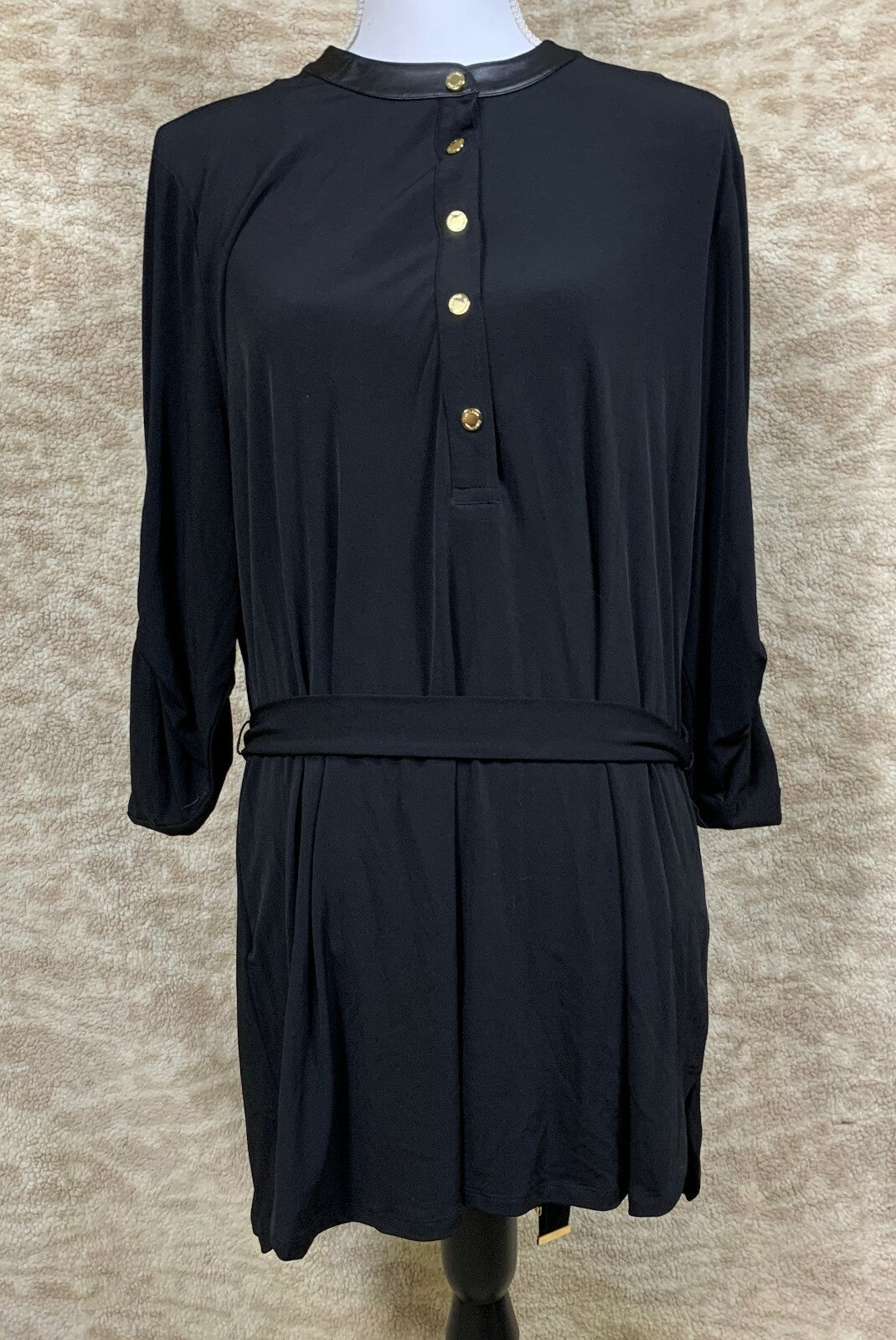 CALVIN KLEIN Women Beautiful Black Button Down Dress Size XL New With Tags