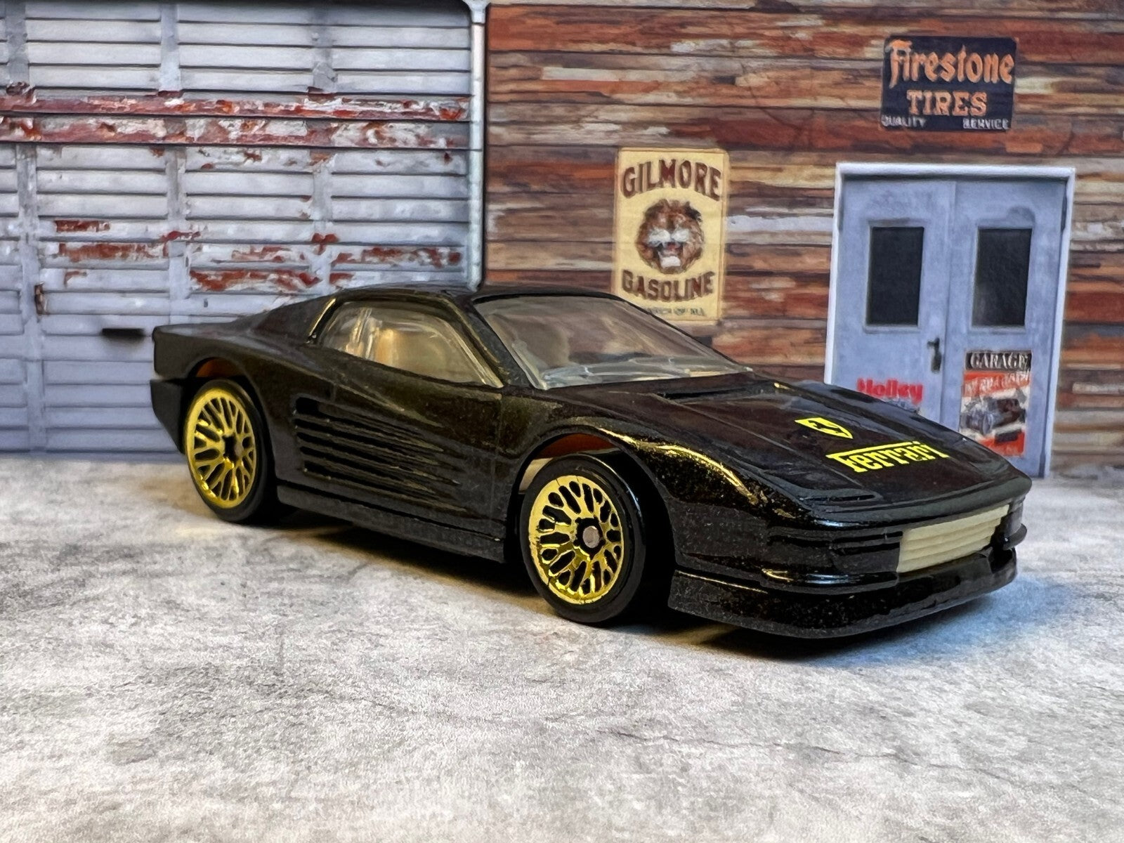 🇮🇹🇮🇹Hot Wheels 1991 Ferrari Testarossa Black Gold Lace Wheels C6🇮🇹🇮🇹