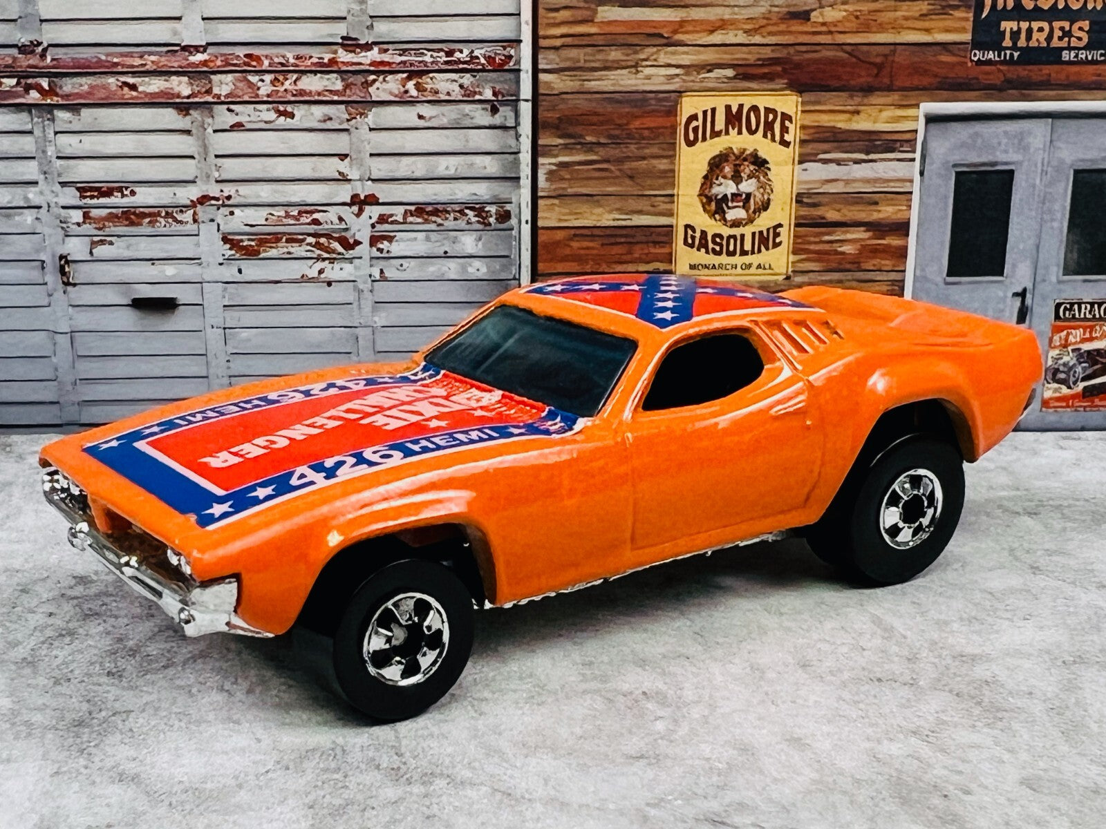 🇺🇸Hot Wheels Dodge Dixie Challenger Orange Blackwall 1970Hong Kong C8🇺🇸