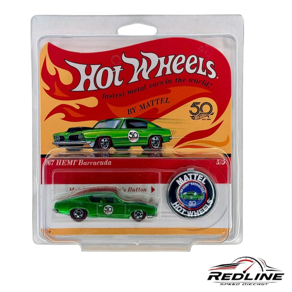 🇺🇸Hot Wheels 50th Anniversary ‘67 Hemi Barracuda With Button H28🇺🇸
