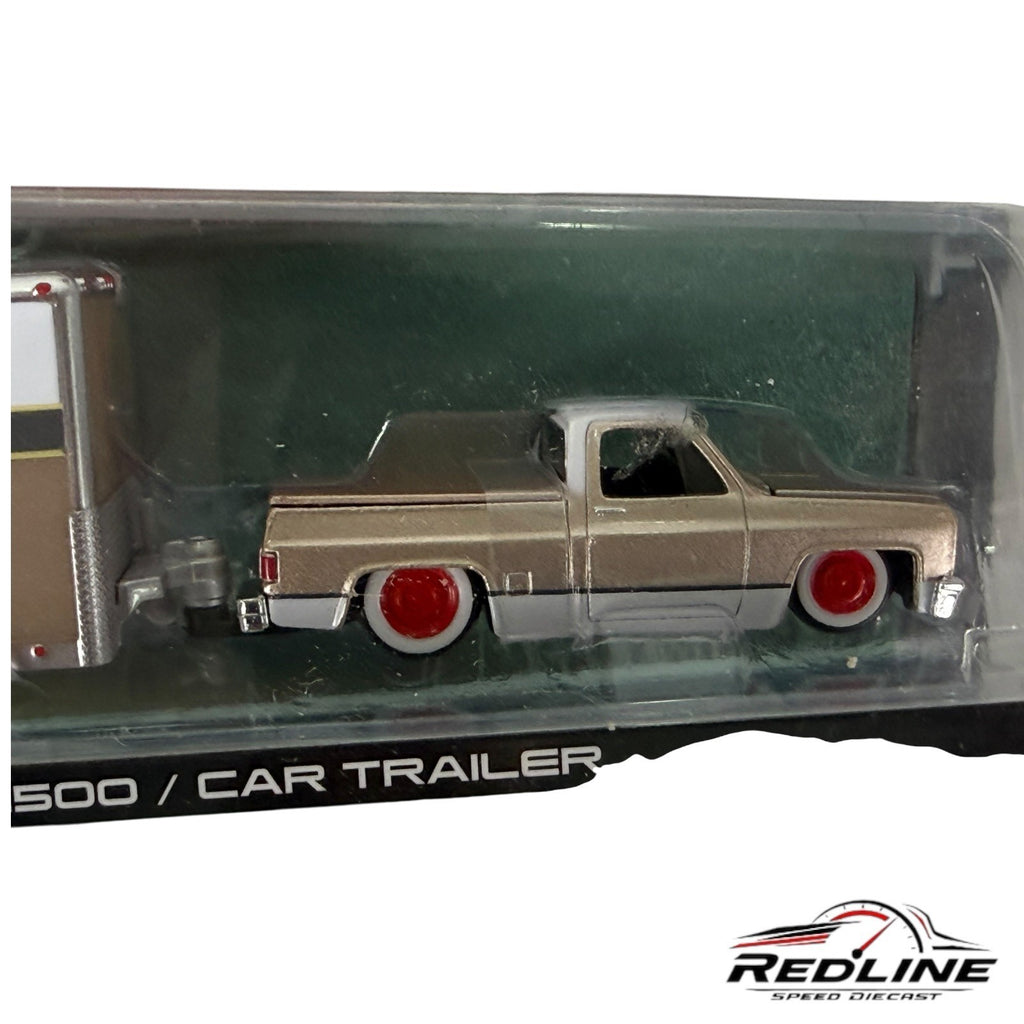 🦅🦅Maisto Design Tow & Go 1987 Chevy 1500 And Car Trailer 1:64 H9🦅🦅